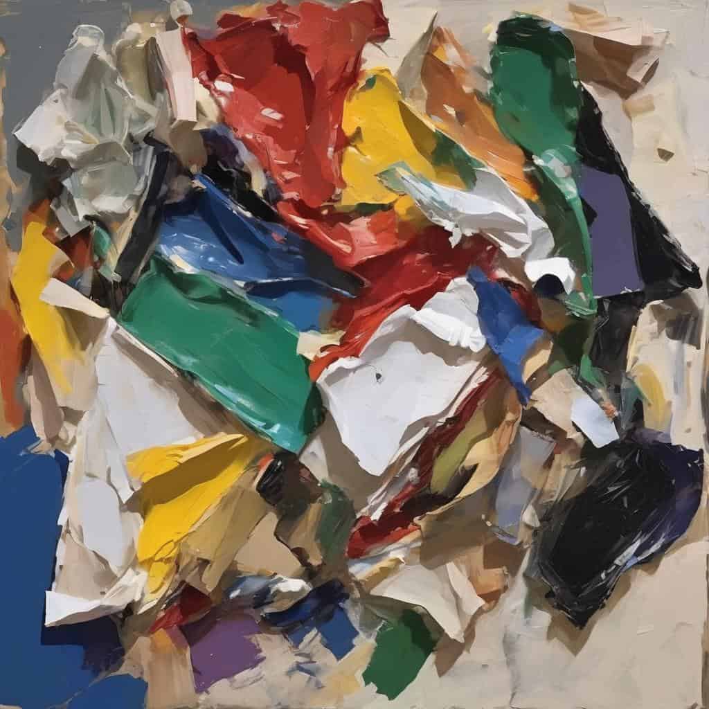 Χρωματιστά κομμάτια χαρτιού σε αφηρημένη σύνθεση, αναδεικνύοντας την τέχνη του σχεδίου και την έννοια της δημιουργικότητας.